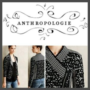Anthropologie Moth Jacquard Moto Cardigan Sweater